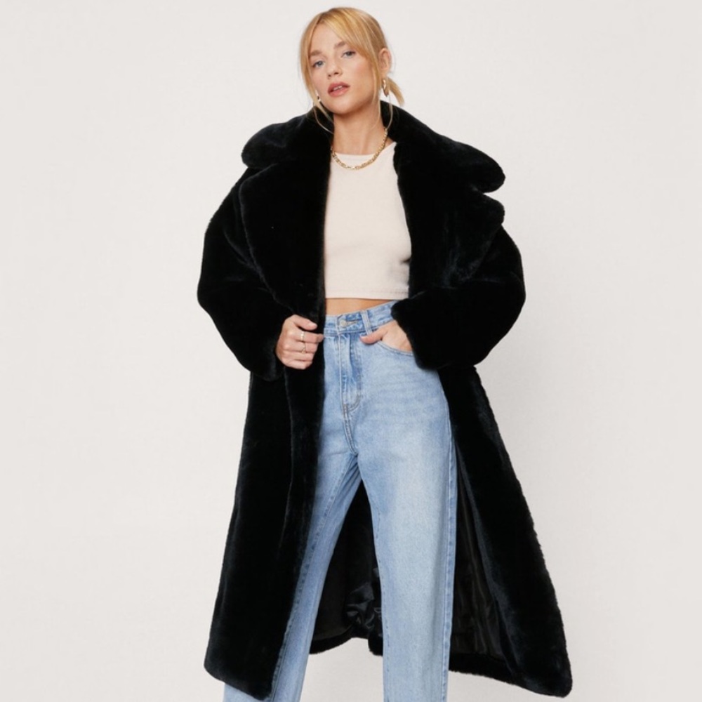 Nastygal Petite Longline Faux Fur Coat
